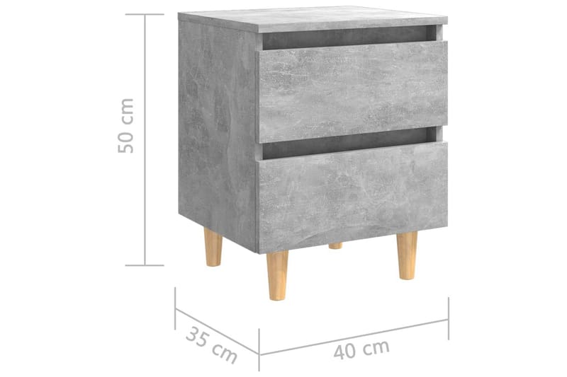 Sängbord med massiva furuben betonggrå 40x35x50 cm - Grå - Sängbord - Bord