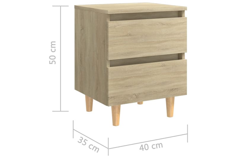 Sängbord med massiva furuben sonoma-ek 40x35x50 cm - Brun - Sängbord - Bord