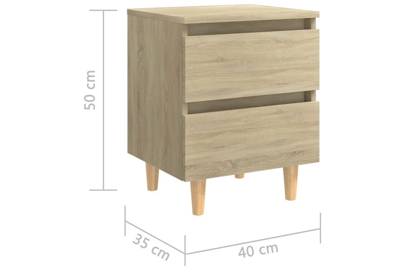 Sängbord med massiva furuben sonoma-ek 40x35x50 cm - Brun - Möbler - Sovrum - Sängbord