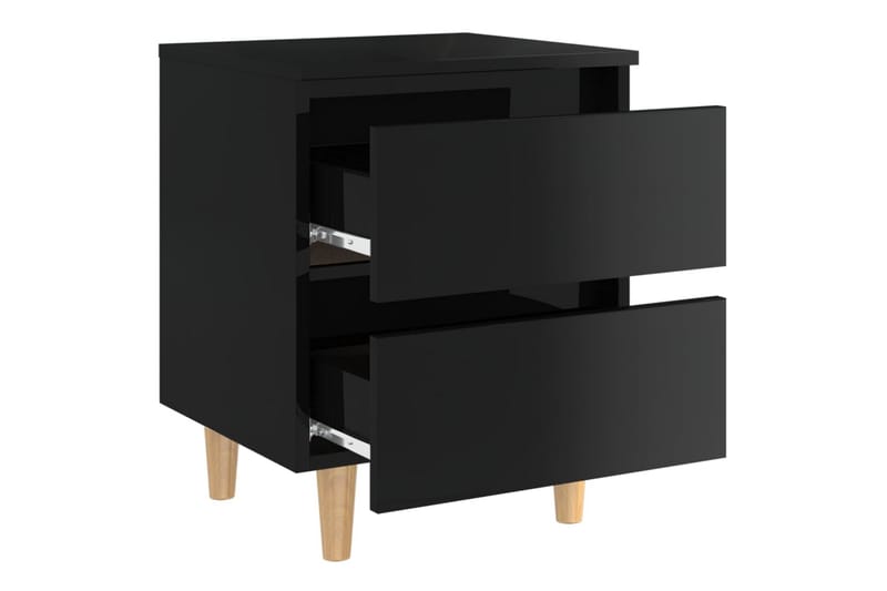Sängbord med massiva furuben svart högglans 40x35x50 cm - Svart - Möbler - Sovrum - Sängbord