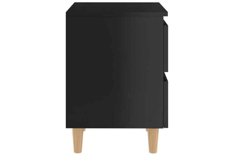 Sängbord med massiva furuben svart högglans 40x35x50 cm - Svart - Möbler - Sovrum - Sängbord