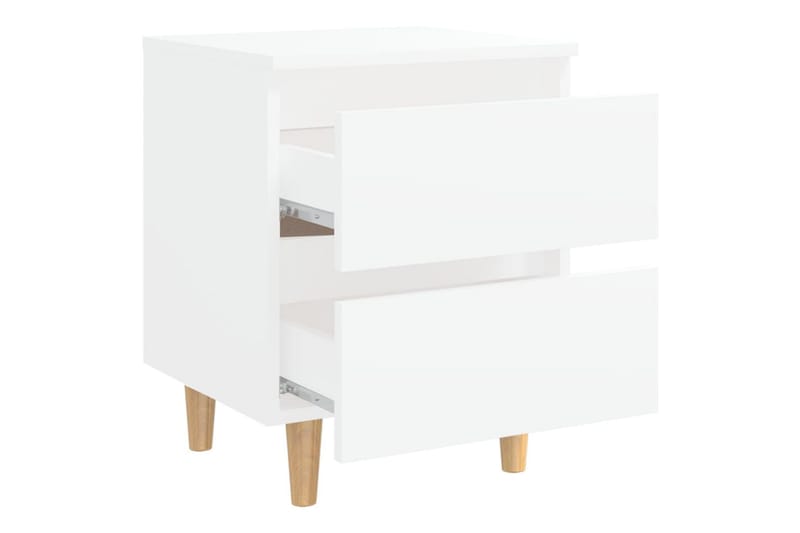 Sängbord med massiva furuben vit 40x35x50 cm - Vit - Möbler - Sovrum - Sängbord