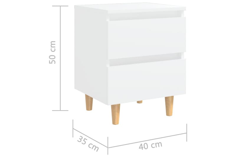 Sängbord med massiva furuben vit 40x35x50 cm - Vit - Sängbord - Bord