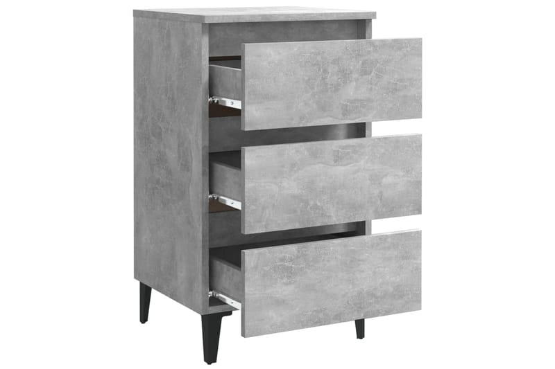 Sängbord med metallben 2 st betonggrå 40x35x69 cm - Grå - Sängbord - Bord