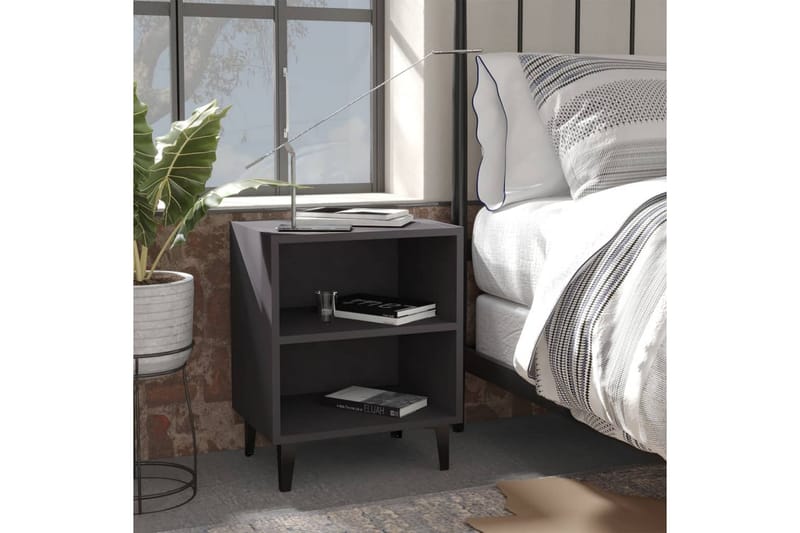 Sängbord med metallben 2 st grå 40x30x50 cm - Grå - Sängbord - Bord