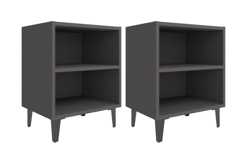 Sängbord med metallben 2 st grå 40x30x50 cm - Grå - Sängbord - Bord