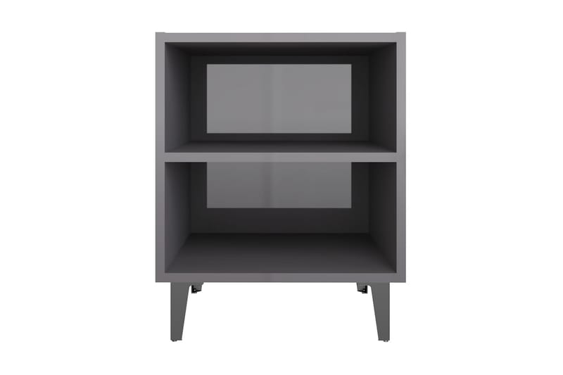 Sängbord med metallben 2 st grå högglans 40x30x50 cm - Grå - Sängbord - Bord