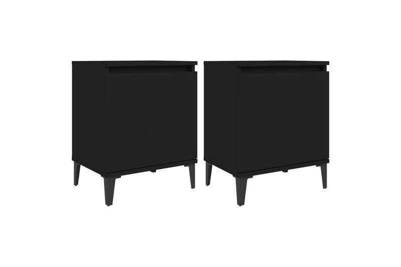 Sängbord med metallben 2 st svart 40x30x50 cm - Svart - Möbler - Sovrum - Sängbord