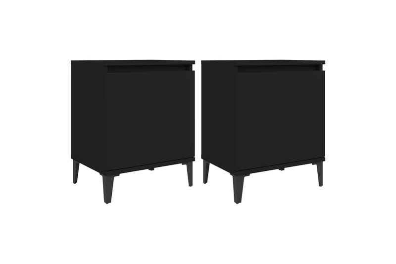 Sängbord med metallben 2 st svart 40x30x50 cm - Svart - Sängbord - Bord