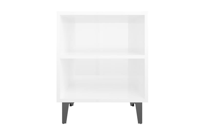 Sängbord med metallben 2 st vit högglans 40x30x50 cm - Vit - Sängbord - Bord