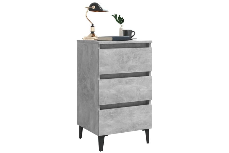 Sängbord med metallben betonggrå 40x35x69 cm - Grå - Möbler - Sovrum - Sängbord