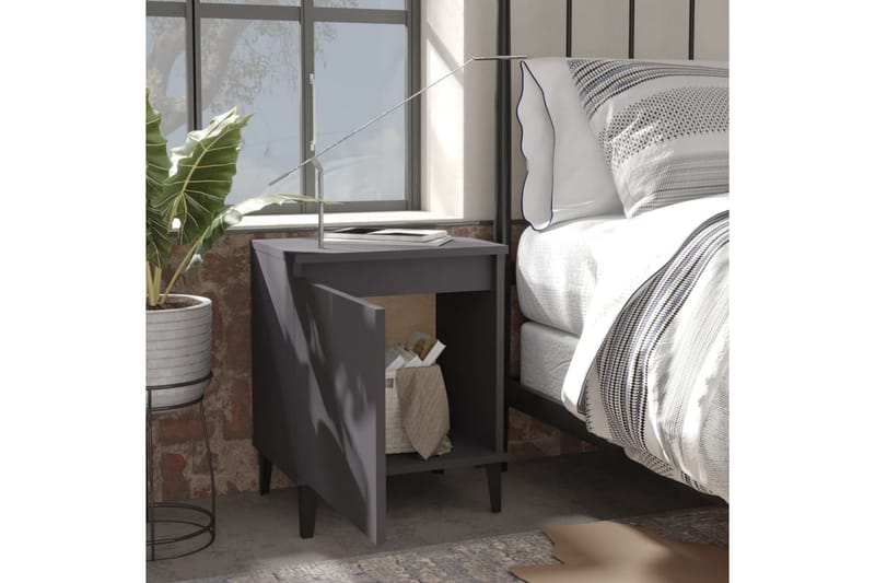 Sängbord med metallben grå 40x30x50 cm - Grå - Sängbord - Bord