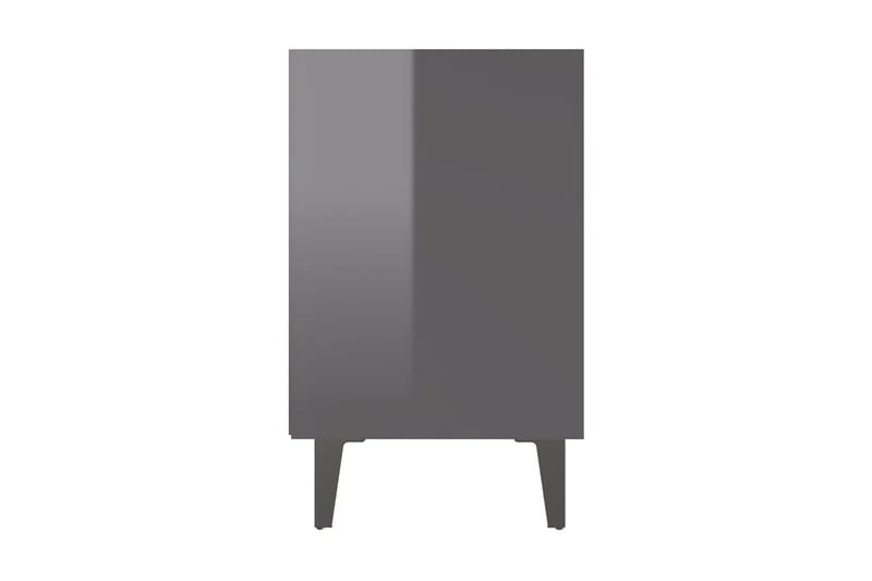 Sängbord med metallben grå högglans 40x30x50 cm - Grå - Sängbord - Bord