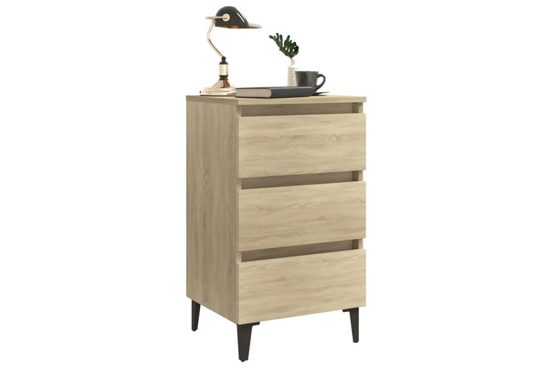 Sängbord med metallben sonoma-ek 40x35x69 cm - Brun - Möbler - Sovrum - Sängbord