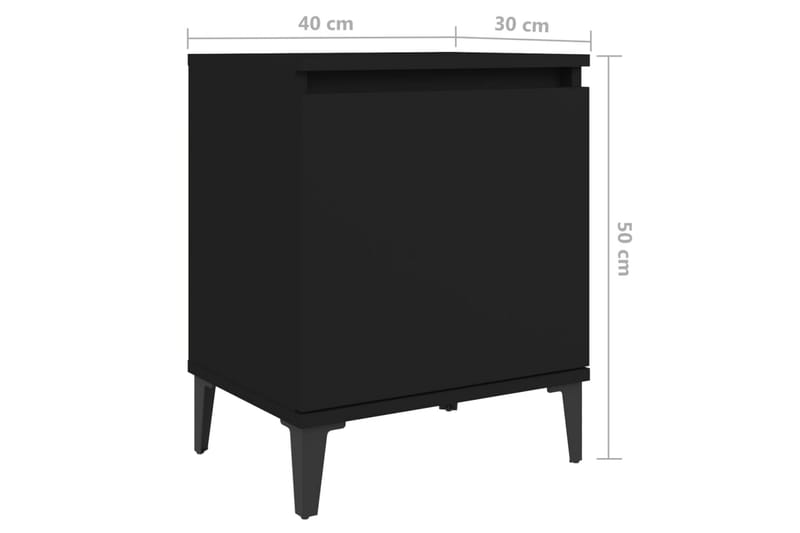 Sängbord med metallben svart 40x30x50 cm - Svart - Sängbord - Bord
