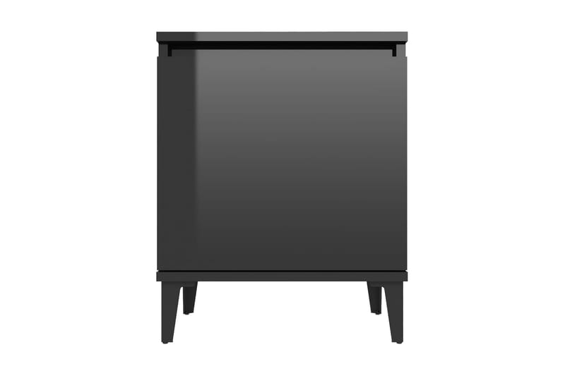 Sängbord med metallben svart högglans 40x30x50 cm - Svart - Sängbord - Bord