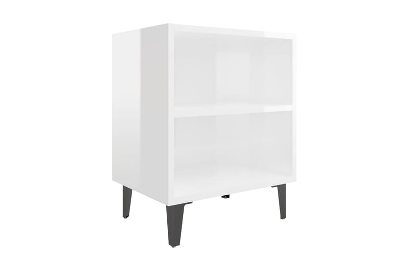 Sängbord med metallben vit högglans 40x30x50 cm - Vit - Möbler - Sovrum - Sängbord