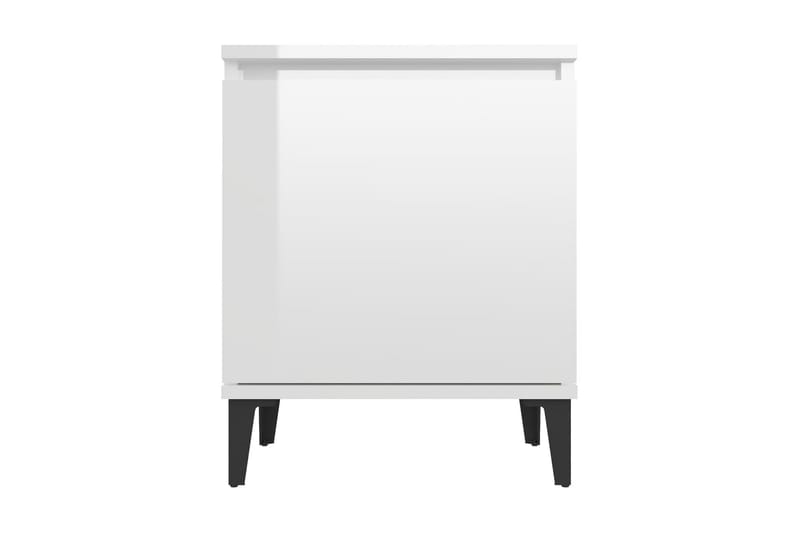 Sängbord med metallben vit högglans 40x30x50 cm - Vit - Möbler - Sovrum - Sängbord
