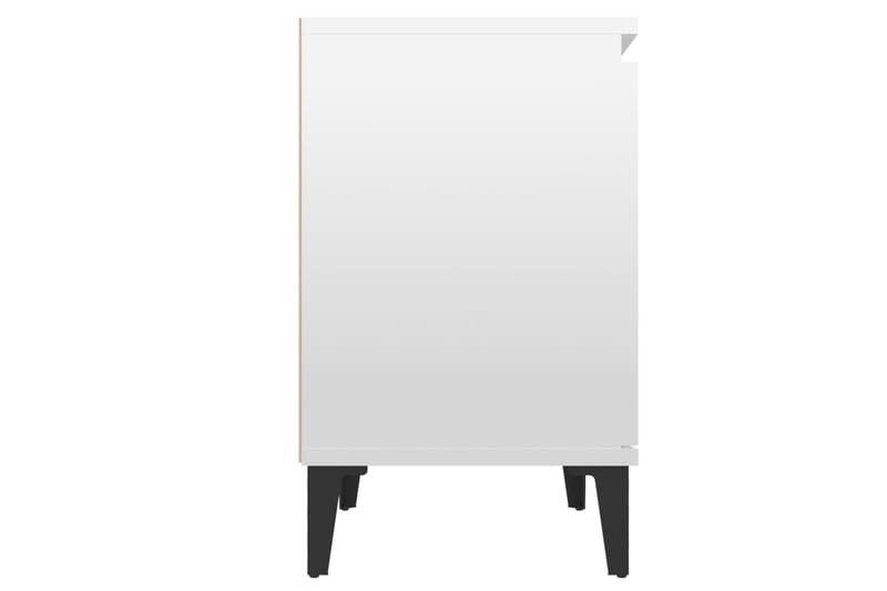 Sängbord med metallben vit högglans 40x30x50 cm - Vit - Möbler - Sovrum - Sängbord