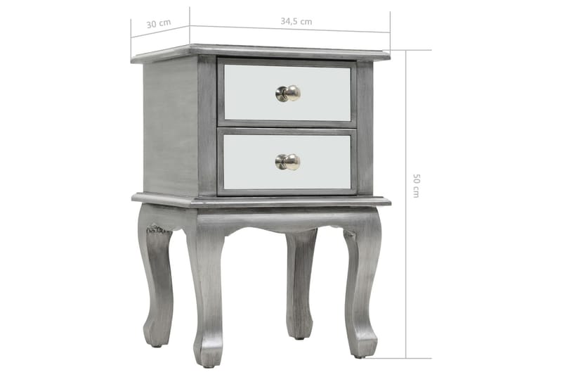Sängbord med spegel MDF och glas 34,5x30x50 cm - Silver - Möbler - Sovrum - Sängbord
