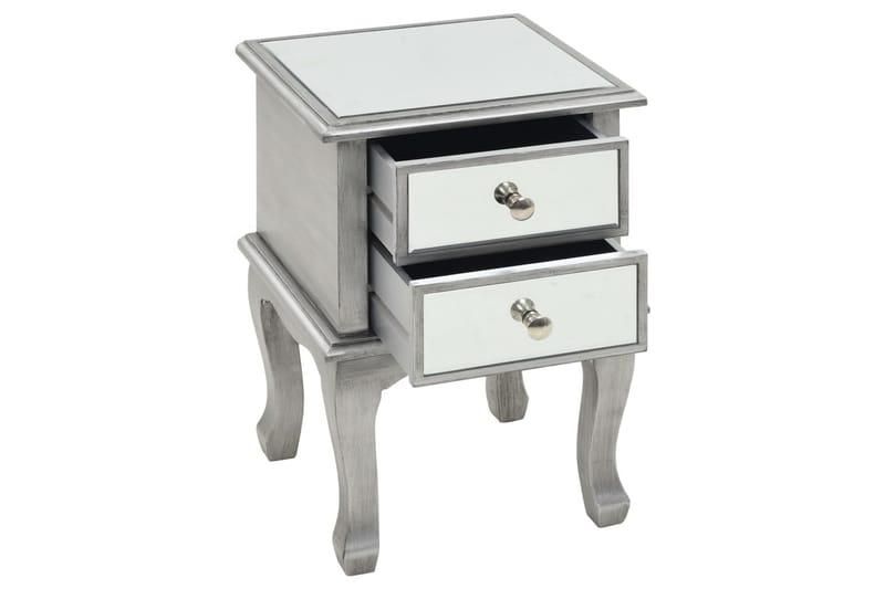 Sängbord med spegel MDF och glas 34,5x30x50 cm - Silver - Möbler - Sovrum - Sängbord