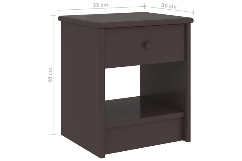 Sängbord mörkbrun 35x30x40 cm massiv furu - Brun - Sängbord - Bord