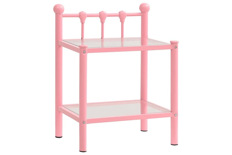 Sängbord rosa och transparent 45x34,5x60,5 cm metall och gla - Rosa - Sängbord - Bord
