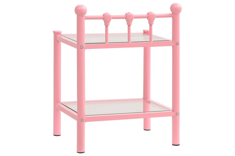 Sängbord rosa och transparent 45x34,5x60,5 cm metall och gla - Rosa - Sängbord - Bord
