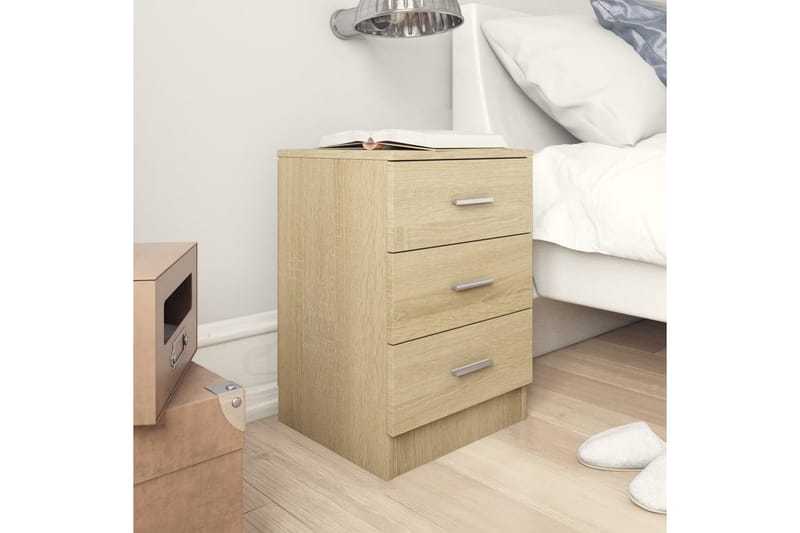Sängbord sonoma ek 38x35x56 cm spånskiva - Brun - Möbler - Sovrum - Sängbord