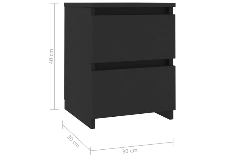 Sängbord svart 30x30x40 cm spånskiva - Svart - Sängbord - Bord