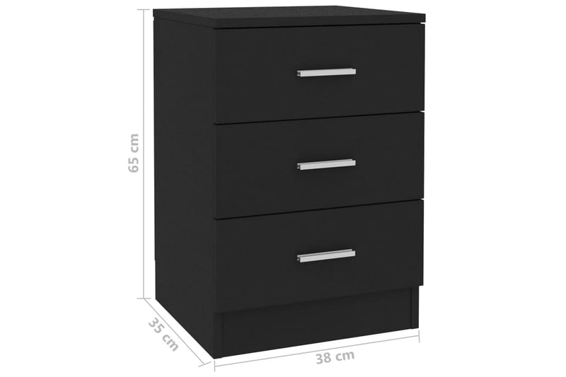 Sängbord svart 38x35x56 cm spånskiva - Svart - Möbler - Sovrum - Sängbord