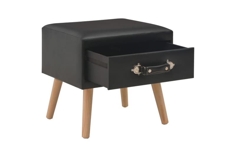 Sängbord svart 40x35x40 cm konstläder - Svart - Sängbord - Bord