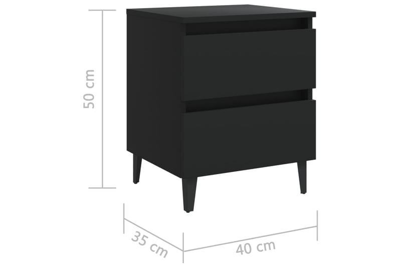 Sängbord svart 40x35x50 cm spånskiva - Svart - Sängbord - Bord
