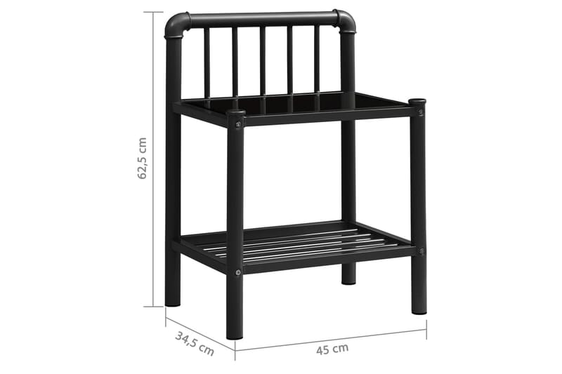 Sängbord svart 45x34x62,5 cm metall och glas - Svart - Sängbord - Bord