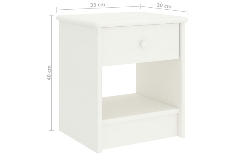 Sängbord vit 35x30x40 cm massiv furu - Vit - Möbler - Sovrum - Sängbord