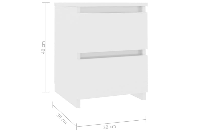 Sängbord vit högglans 30x30x40 cm spånskiva - Vit - Sängbord - Bord