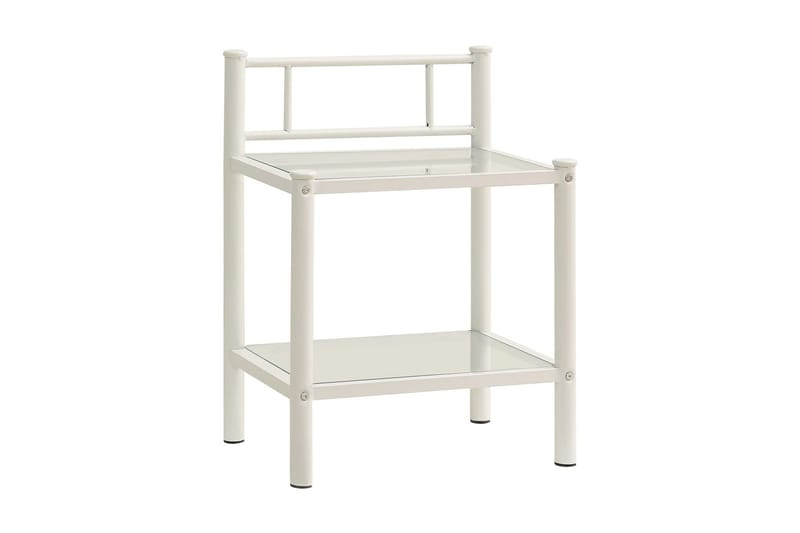 Sängbord vit och transparent 45x34x60,5 cm metall och glas - Vit - Möbler - Sovrum - Sängbord