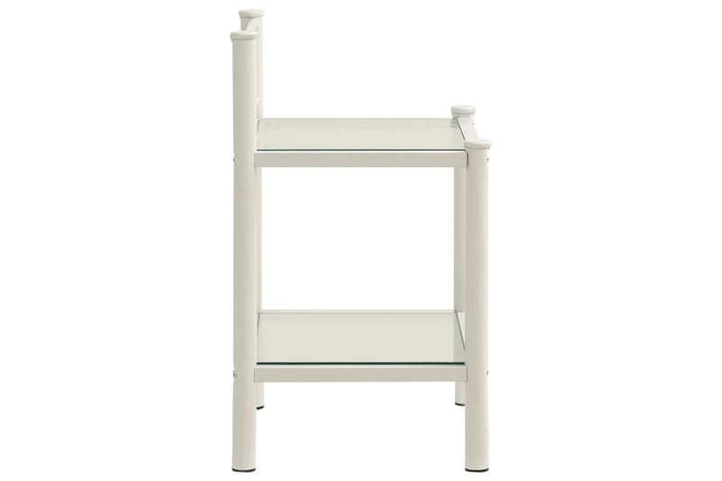 Sängbord vit och transparent 45x34x60,5 cm metall och glas - Vit - Möbler - Sovrum - Sängbord