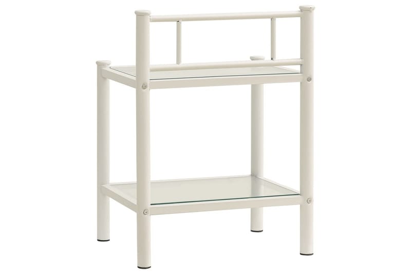 Sängbord vit och transparent 45x34x60,5 cm metall och glas - Vit - Möbler - Sovrum - Sängbord