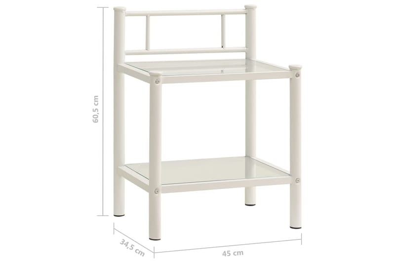 Sängbord vit och transparent 45x34x60,5 cm metall och glas - Vit - Sängbord - Bord