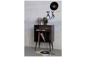 Seamas Sängbord 60 cm med Förvaring Hyllor - Valnöt/Svart - Möbler - Sovrum - Sängbord