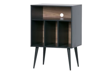 Seamas Sängbord 60 cm med Förvaring Hyllor - Valnöt/Svart - Möbler - Sovrum - Sängbord