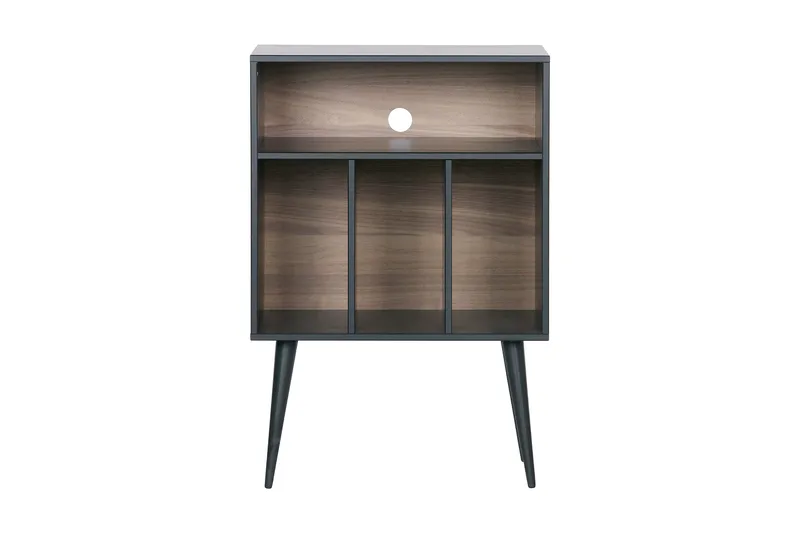 Seamas Sängbord 60 cm med Förvaring Hyllor - Valnöt/Svart - Möbler - Sovrum - Sängbord