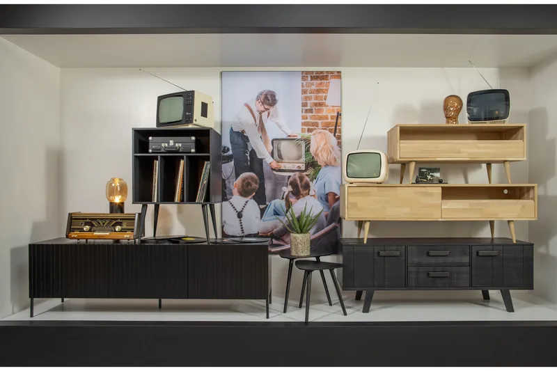 Seamas Sängbord 60 cm med Förvaring Hyllor - Valnöt/Svart - Möbler - Sovrum - Sängbord