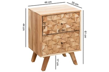 Seufert Sängbord 44 cm med Förvaring och Lådor i Trä - Natur - Möbler - Sovrum - Sängbord
