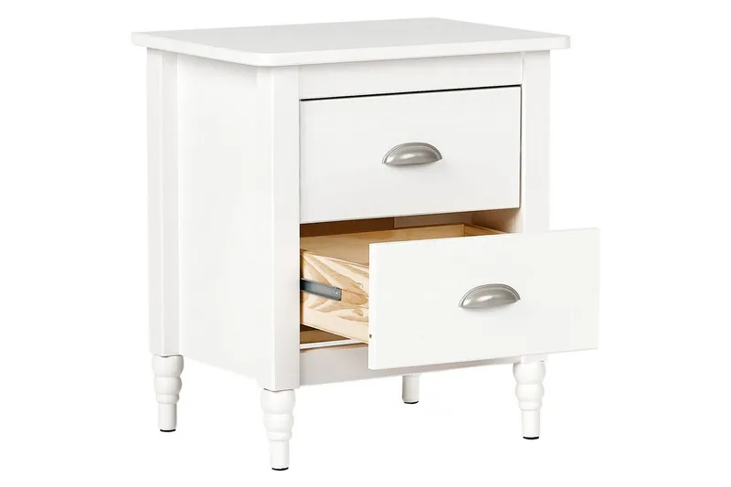 Sängbord Shillington Vit, Silver - Vit, Silver - Möbler - Sovrum - Sängbord