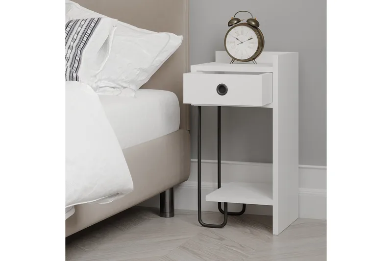 Sirius Sängbord 32x30 cm Vit - Hanah Home - Möbler - Sovrum - Sängbord