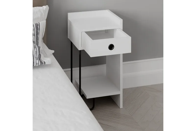 Sirius Sängbord 32x30 cm Vit - Hanah Home - Möbler - Sovrum - Sängbord