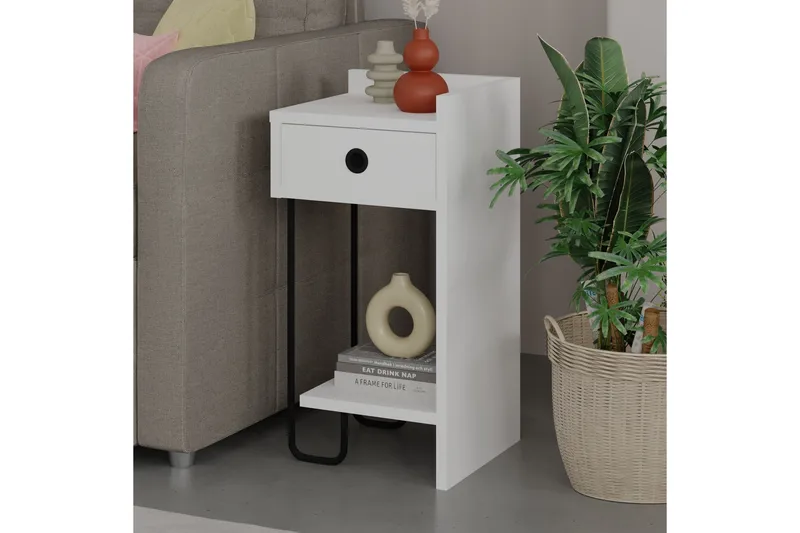 Sirius Sängbord 32x30 cm Vit - Hanah Home - Möbler - Sovrum - Sängbord