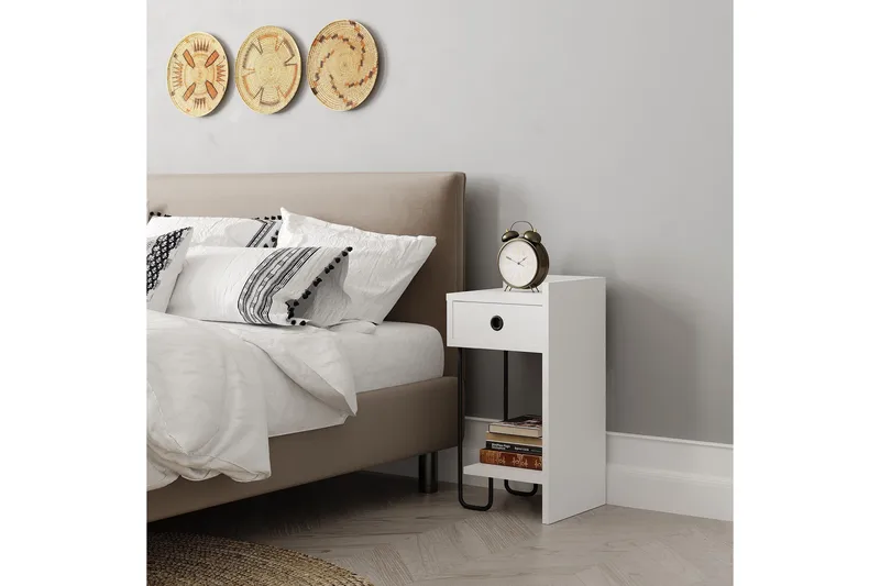 Sirius Sängbord 32x30 cm Vit - Hanah Home - Möbler - Sovrum - Sängbord